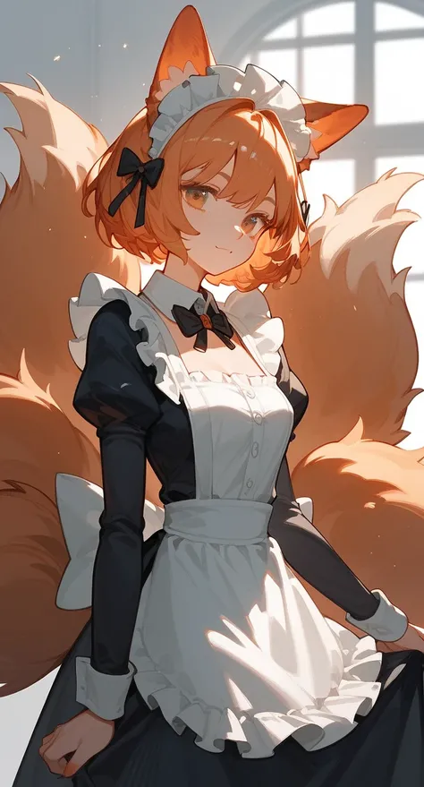 ขนสีเทา，ปลอกคอ，maid，dog ears，Double tail，