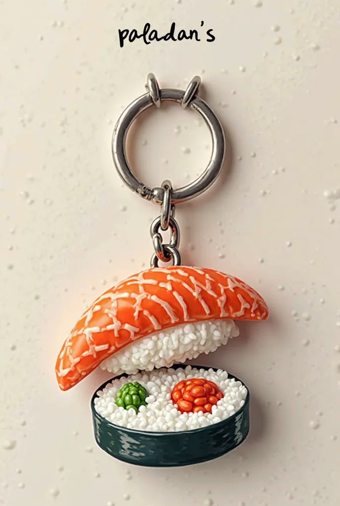 Sushi-themed keychain that reads "Paladar's"