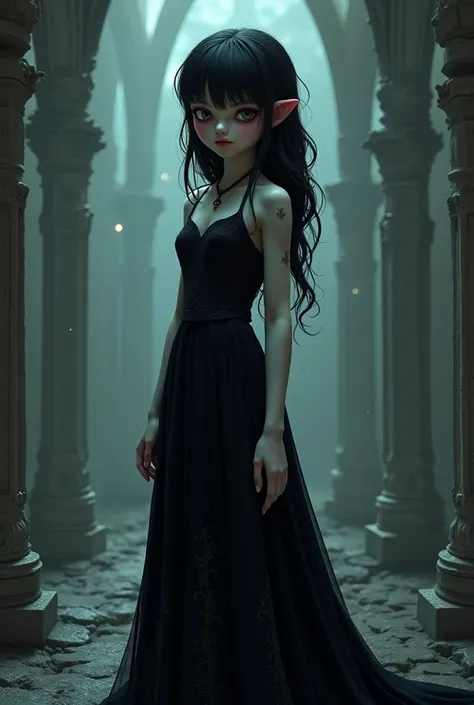 in the quality of old computer games, 3d, 114p. Gothic girl.