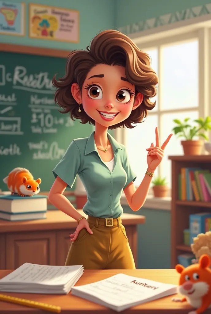 A cartoon of a teacher depicting a woman