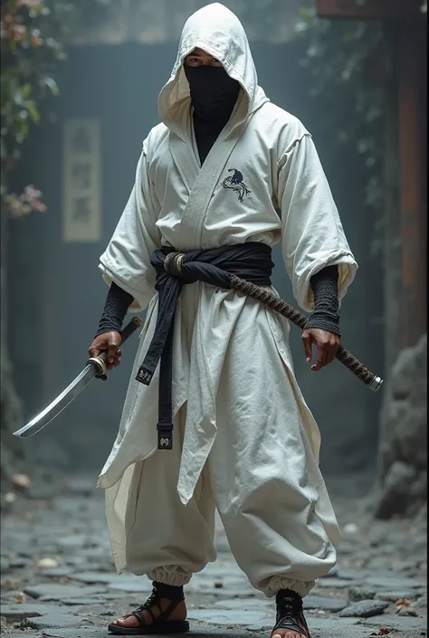 White ninja in 3D figure realistic