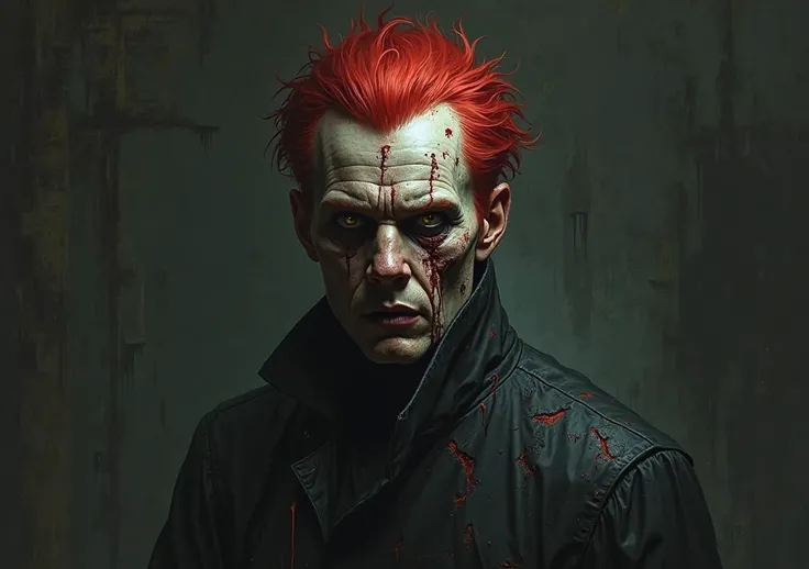 Man half zombie, cool, red hair