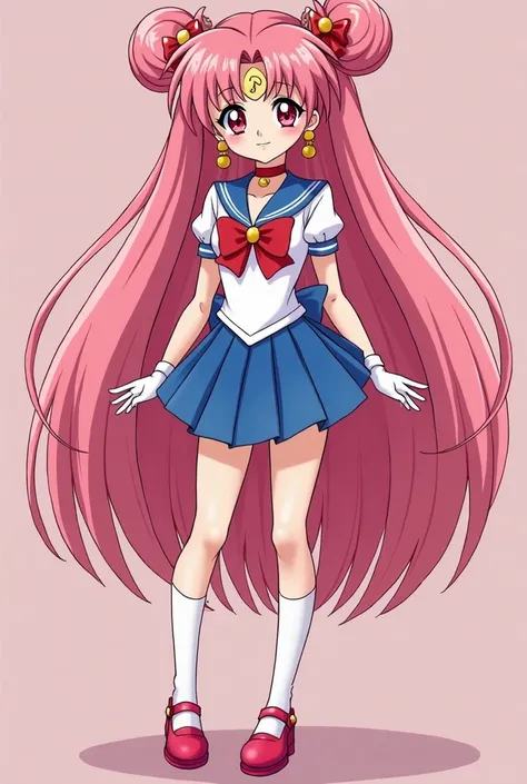 Chibiusa Tsukino aka Sailor Chibi Moon in a tall age version measuring one meter and ninety, she has extremely long pink hair styled in two macaroons which reaches her ankles like her mother, red eyes, enormous F cup size breasts, when she is dressed as a ...