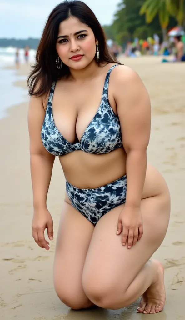 Scean: Looking Away from the Camera
While this easy pose is great for full-body shots, model Sit on the beach ground  with legs crossed, then slightly turn your body away from the camera and look over your shoulder.
HD quality, indian chubby fashion model ...