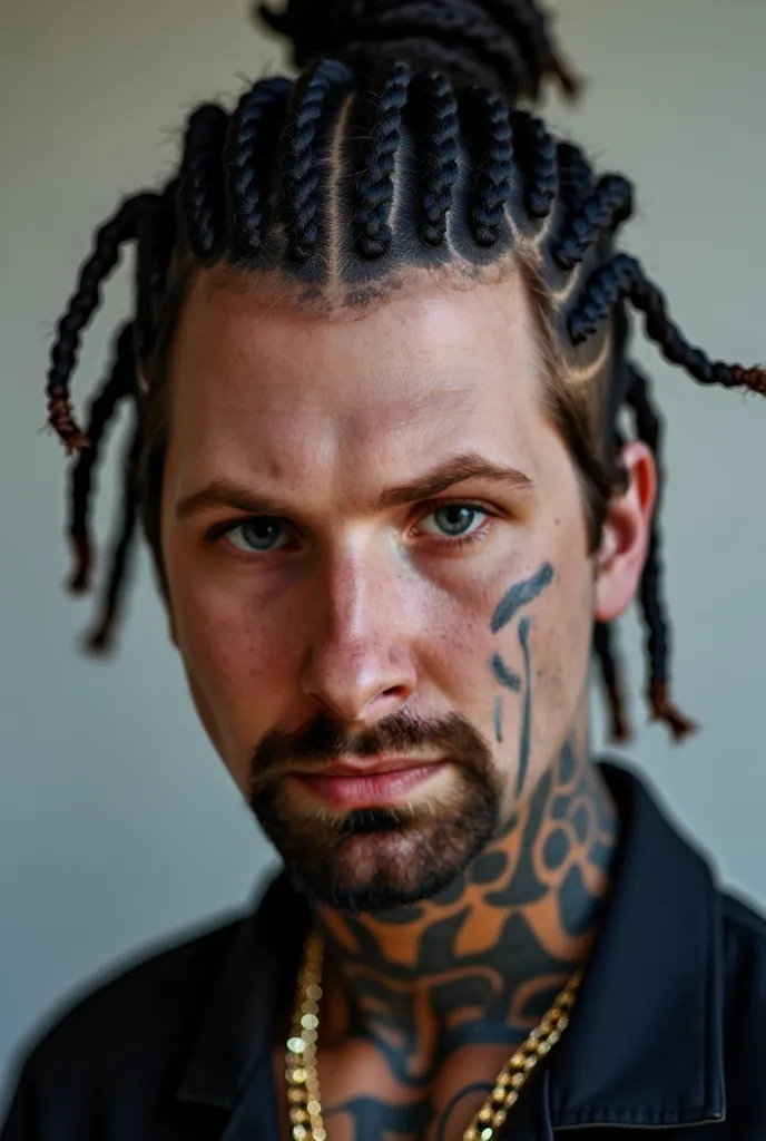 Give him cornrows and a face tattoo