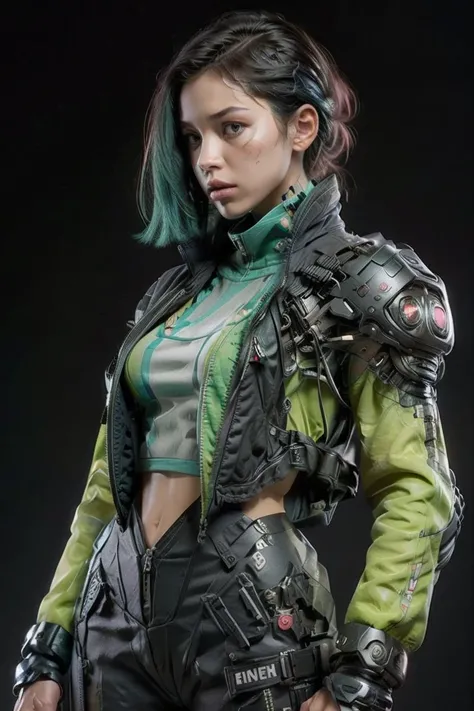 (masterpeace), ((super real photography: 1.5)), ((photo realistic: 1.3)), (real photo), whole body, standing in a confident pose,
BREAK
A slender girl wearing a high-tech battle armor, toned muscles, cyberpunk, defined abs, athletic physique, 
BREAK
a very...