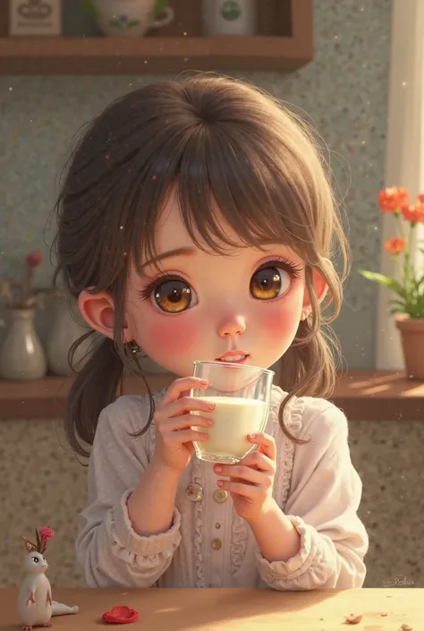 Cute babygirl drinking milk
