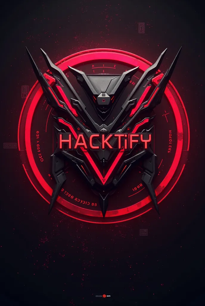 Cybertech logo in circle and write HACKTIFY on it. With cyber theme red and black