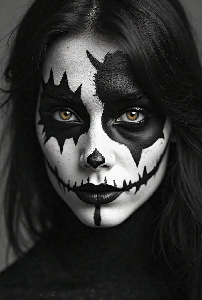 Give me ideas to paint my face with black and white