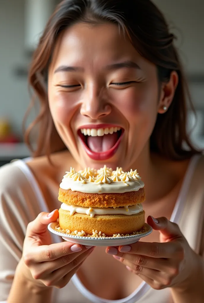 8K ultra realistic cake eating cake