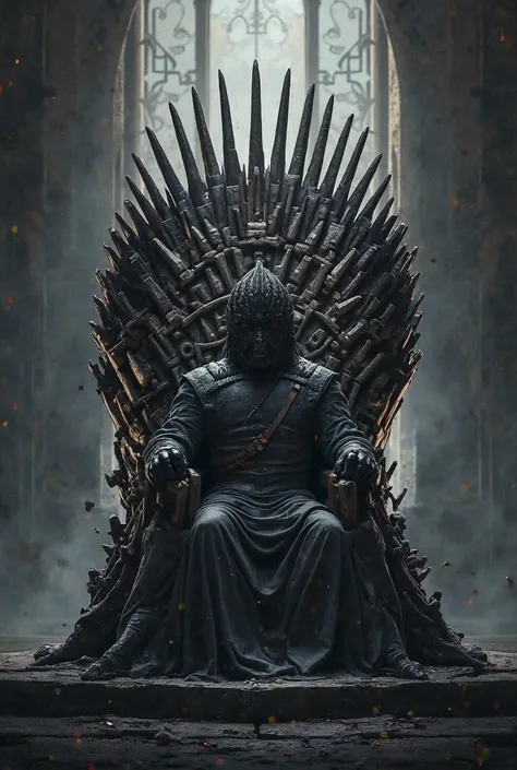 create a poster  to the game of thrones theme. it should be more into the game of thrones. add game of thrones  throne in the background.  . use a dark vibe . don't add any text or characters . make it more realistic and make it more into the darker vibe.