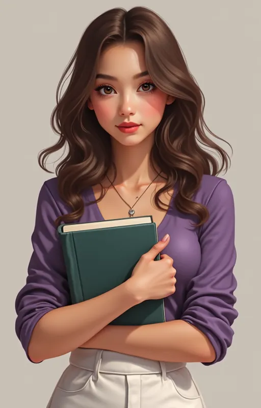 A 19 year old girl, with black eyes, 1.67 m tall and small, Tune, but surprisingly curvaceous body, holds a book firmly,  as if you were about to write it or immersed in reading your own .  Her oval face is softened by slightly full cheeks , and her plump ...