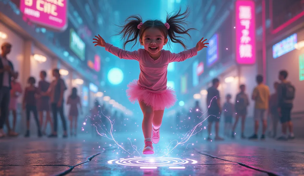 A girl jumping rope with the online mode