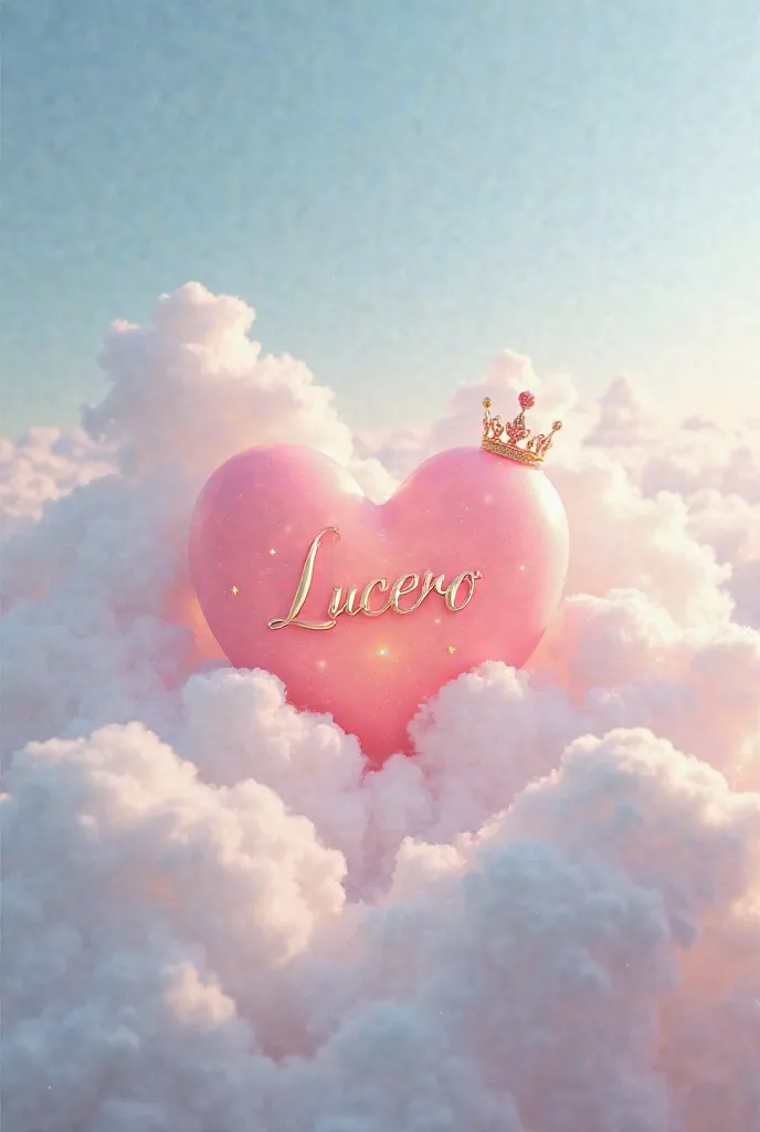 A heart created among the clouds with the name in the center "lucero" 
With a small crown on the "l"