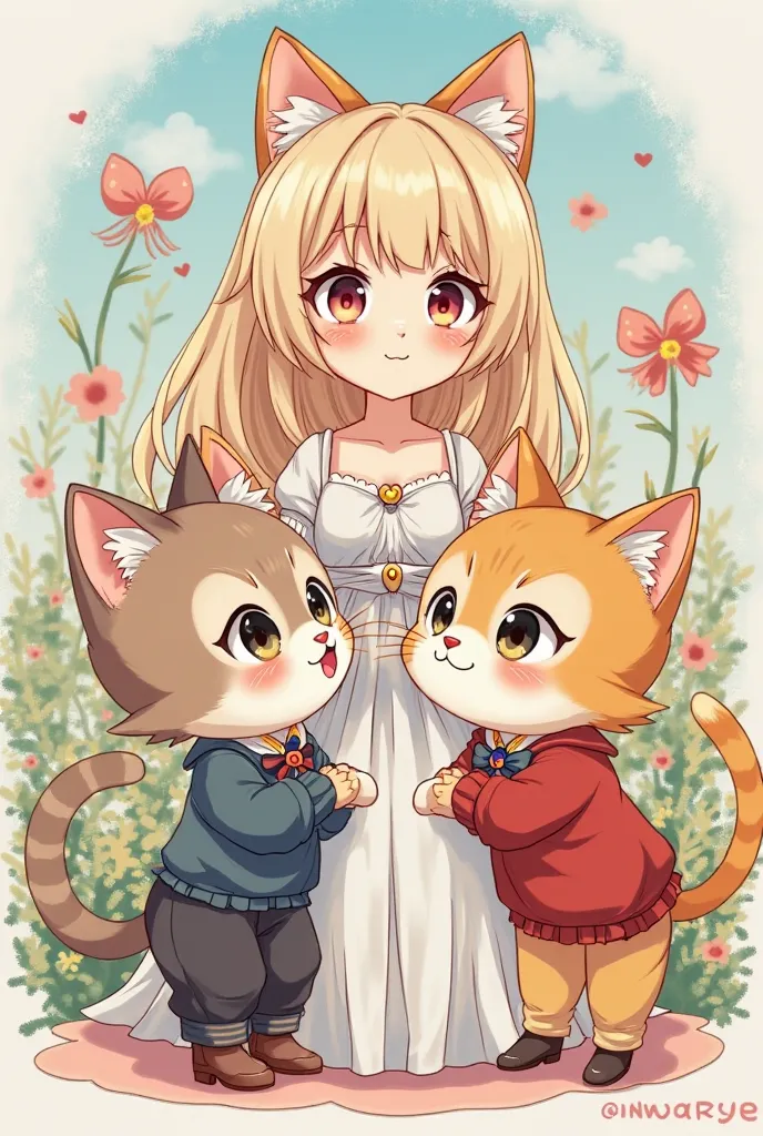 Two Neko boys and a Neko girl