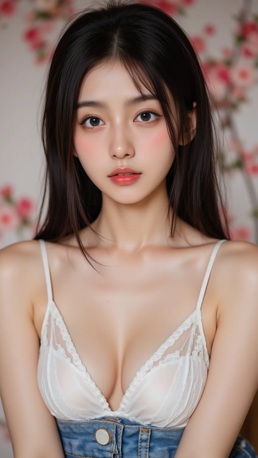 (((medium hair))), Highest quality, 8k, Hi-Res, Hi-Res,  absurd:1.2, Blurry Background, Bokeh:1.2,  photos, (RAW photos:1.2), ( realistic:1.4), (masterpiece:1.3), (intricine details:1.2), 1 girl, 一人in, Japanese Girls, delicine, beautidebtul detailed, ( fin...