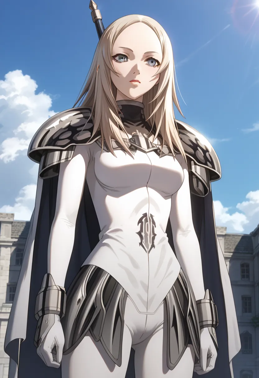 cowboy shot, 1girl, solo, 
miria, long hair, grey eyes, bodysuit, pauldrons, cape, 
source_anime, 
score_9, score_8_up, score_7_up, score_6_up, score_5_up, score_4_up,
masterpiece,highest quality,best quality,amazing quality,newest,
(clear image),highly de...