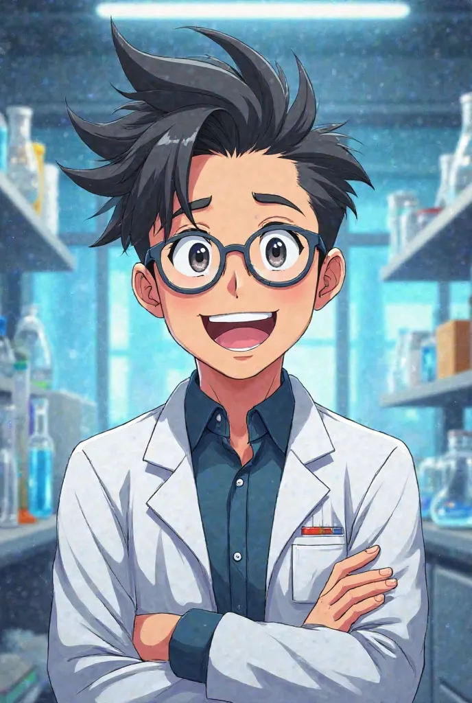 (anime) Scientist Smiling Smiling Male Black Hairstyle