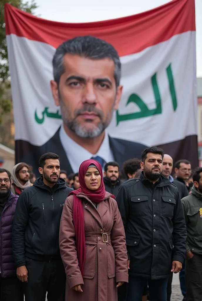 several men and women standing in front of a banner with a picture of a man, a picture by Zahari Zograf, instagram, les nabis, inauguration, iraq nadar, photo from 2022, sayem reza, group photo, trending ，, edited, image, 2 0 2 2 photo, competition winning...