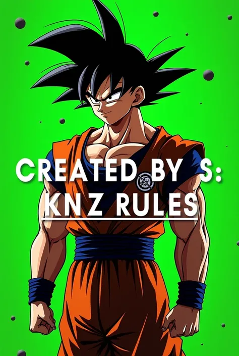 Create a banner written by KNZ rules green background with black and with Goku in the background