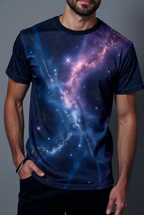 Make me a jersey t-shirt with dark galaxy design