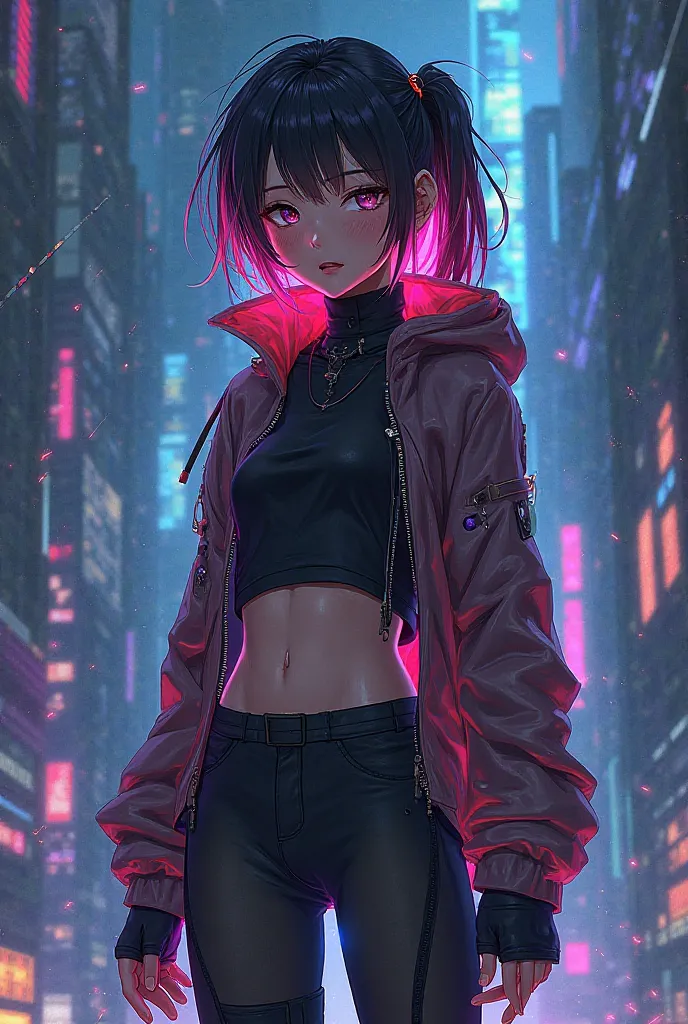 Generate a coder anime girl amoled wallpaper