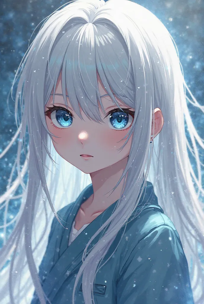 A boy anime character, white hair, long hair,  straight hair, blue eyes, beautiful, design,  Japanese anime .