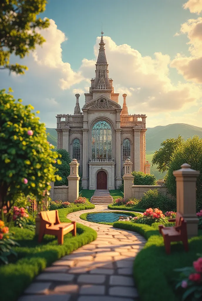 Make a background in front of the church