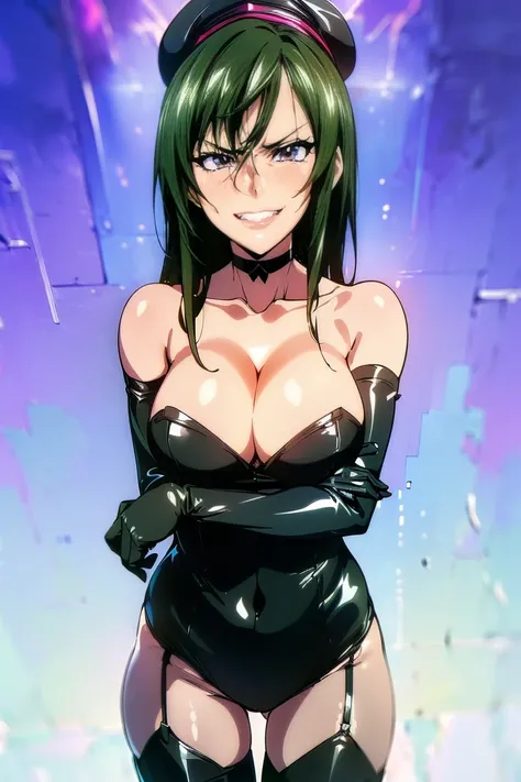 perfect 5fingers, perfect hands, beautiful detailed face, anime screencap, (black hair:1.2), long hair, hair between eyes, good shape and big breasts, huge breasts, fearless face, sharp face, slant eyes, cat eyes, 170cm tall, adult, perfect proportion, (((...