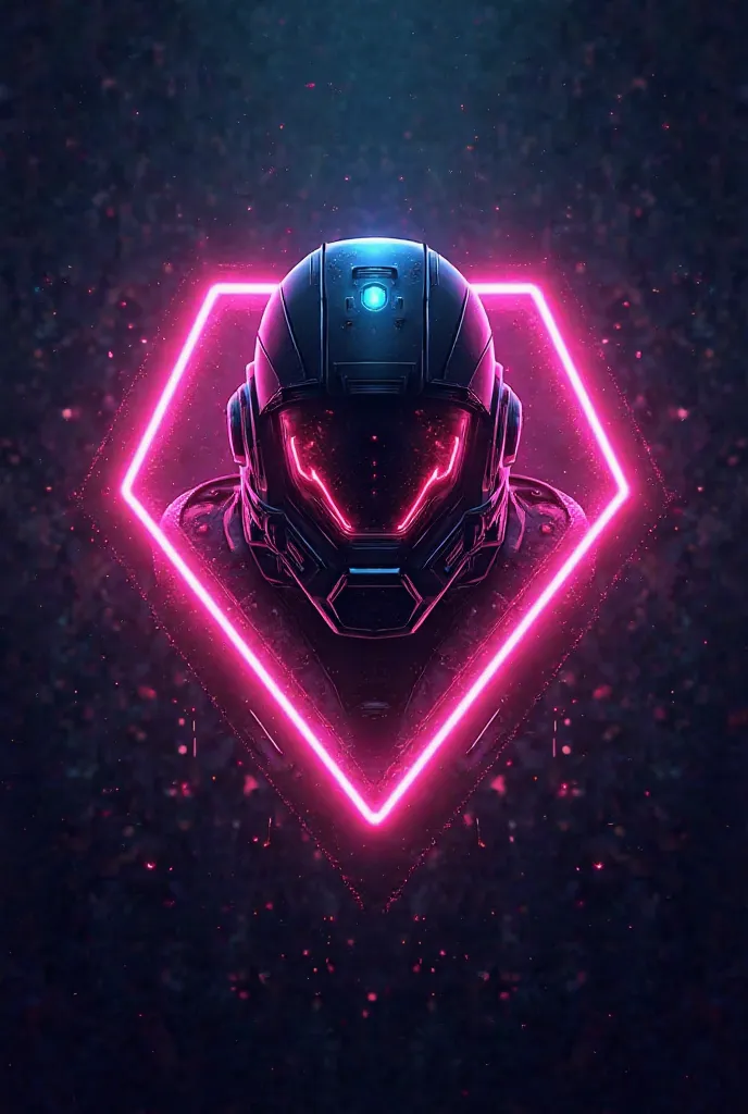 Video game logo with a helmet in the center and neon lights, with write “mick_bzh”

