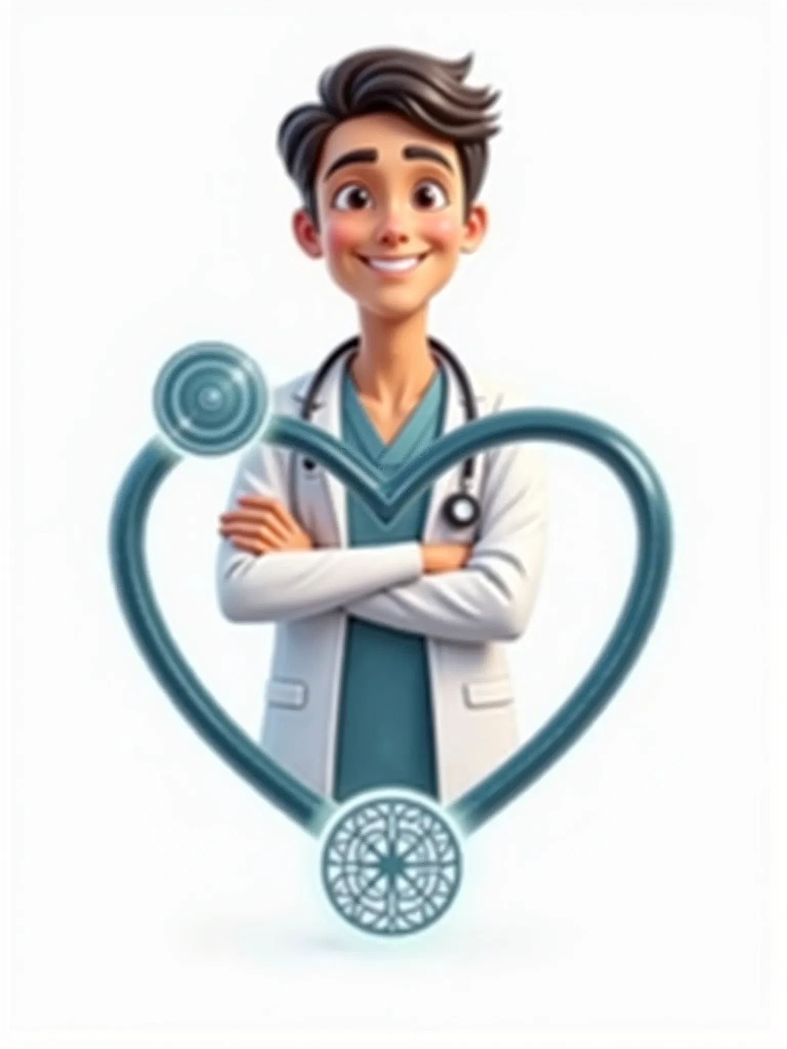 I want a professional logo with an animated doctor combined with a stethoscope, heart 
