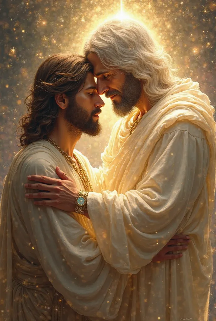 Jesus embracing God 