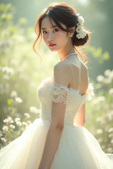 Beautiful girl in a white dress 