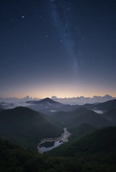 Background → blurred composition　Background → Yakushima Forest　background→night　Background → starry sky, deep forest, small lake and friendship　Viewpoint → looking from a high place　