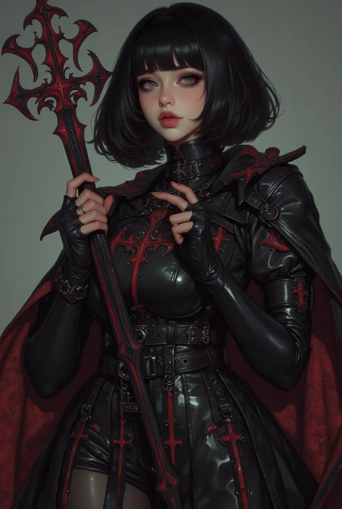 gothic woman in black leather outfit , cyberpunk art by Yang J, cgsociety contest winner, gothic art, cruel korean goth girl, gothic horror vibes, dark and horror style, beautiful vampire queen, ominous gothic aesthetic, gothic aesthetic, dark fantasy styl...