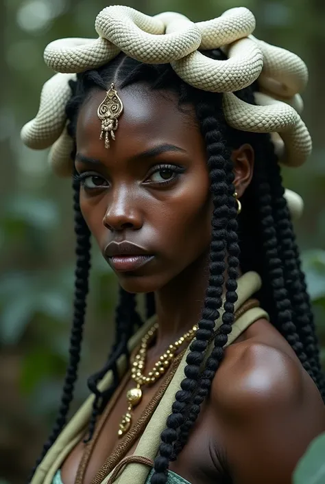 I am a Black Woman, nomadic of the Medusa race, the snakes on my head are white and well fulfilled. I have a connection with nature. I am a Druid, I have a short sword, despite being considered a monster I love to wear gold jewelry and accessories.  I have...