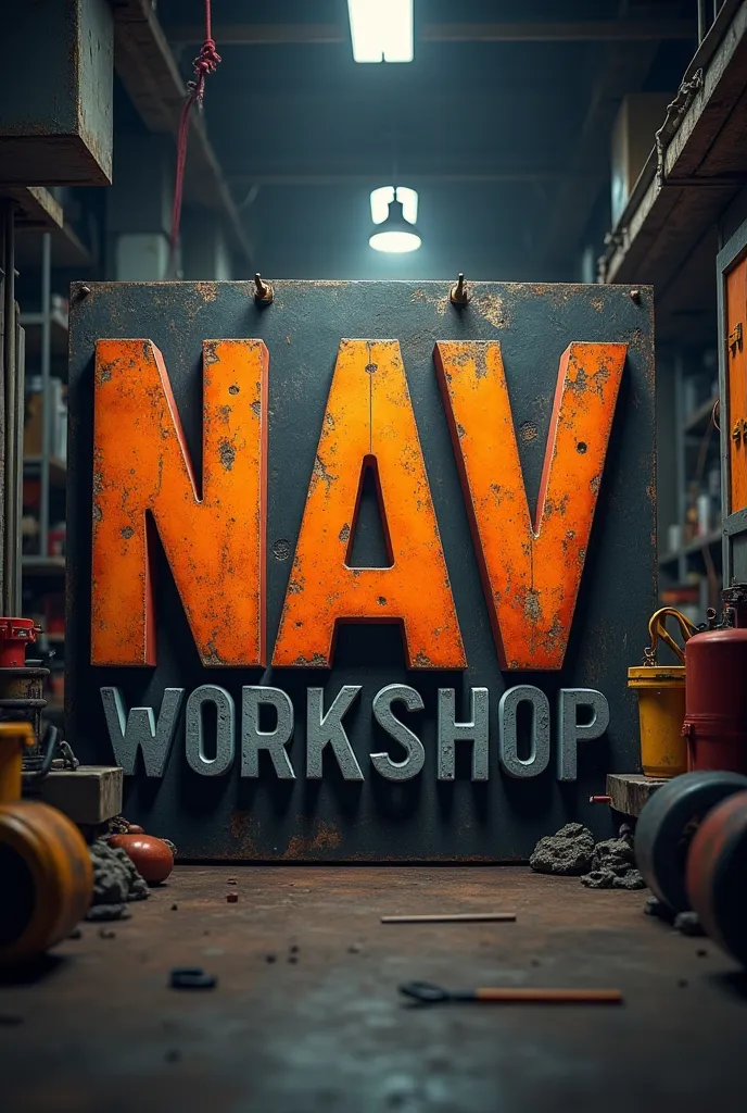 a square image of the workshop background with a contrasting text on it that says NAV WORKSHOP in capital letters with orange and gray
