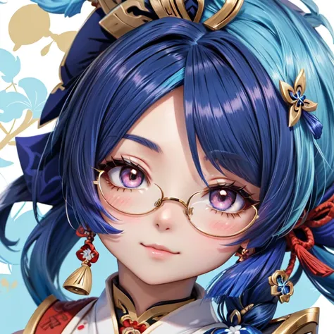 Anime girl with blue hair and glasses with brown gloves, Onmyoji portrait,  Ayaka from Genshin Impact , Onmyoji,   Genshin Impact character  , Genshin Impactのキャリング, genshin, Genshin Impact&#39;s Zhongli,  Ayaka from Genshin Impact ゲーム, Genshin Impact Wind,...