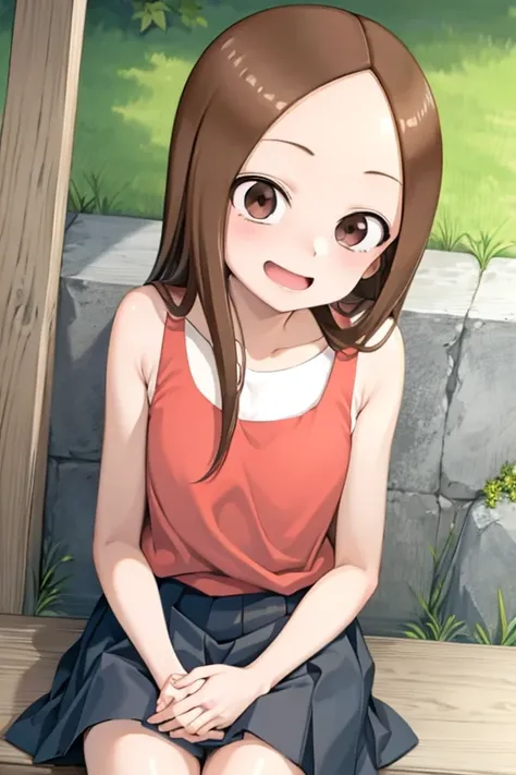 ( takagi-san)
upper body：pink camisole
lower body：culotte skirt
Subject size：maiden
backgrounds：Parks
Time ：daytime
expression ： smile
Posture ：Sit on the swing
others：