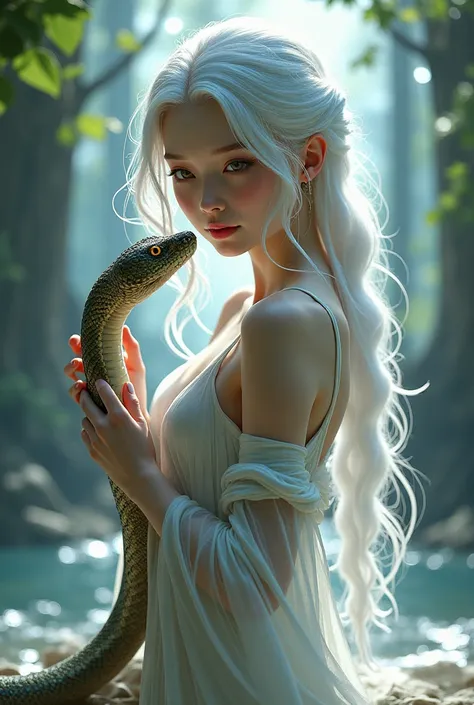 girl,white qipao,white hair,A snake gets into the pussy,I feel,naked,Oil