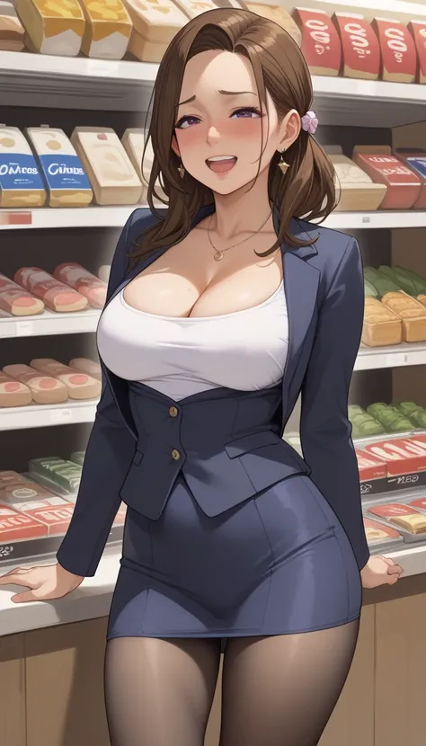  score_9,  score_8_up,  score_7_up,  source_ anime、Highest quality、8k、 masterpiece、super high definition、natural light、perfect anatomy、One Woman、 small tits、saggy breasts、glamorous physique、(Okuzumi Yuiko)、Mature Woman、Baby Face、 cute face、embarrassed face...