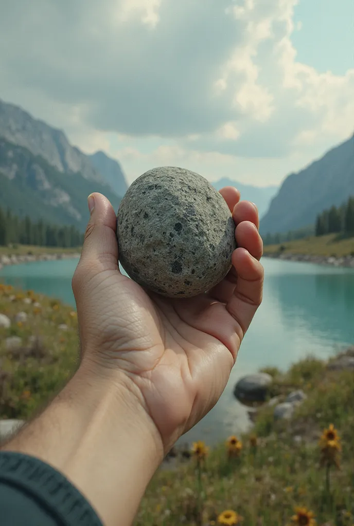 Create the image of the stone being thrown