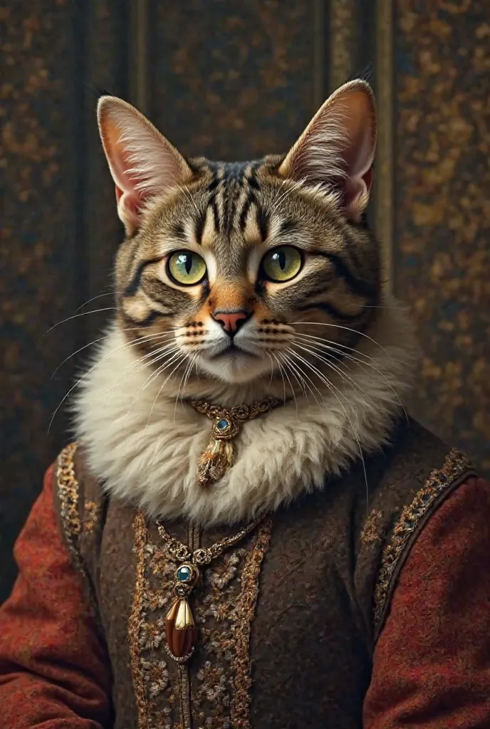 Tête de chat en costume medieval