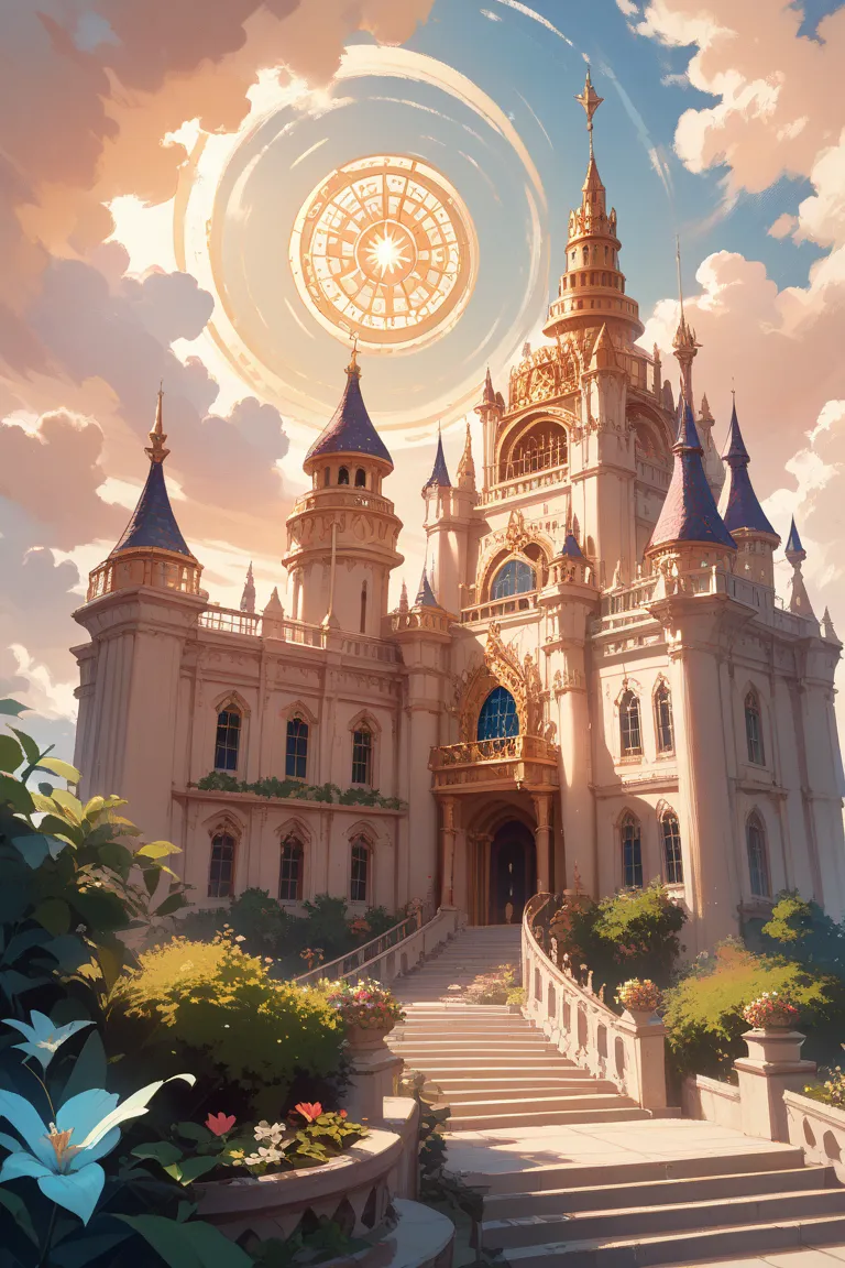 A radiant light fills the heavenly realm. A golden palace towers above the clouds, and a gentle breeze flows through.
Countless angels gracefully soar through the sky, while a beautiful, hymn-like melody echoes.