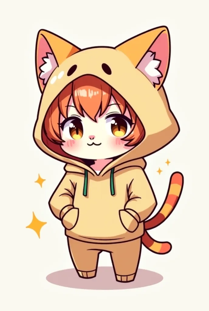 Make me a drawing of cartoon cat boy hoodie for chibi character, make it in a style of anime drawing or sketch