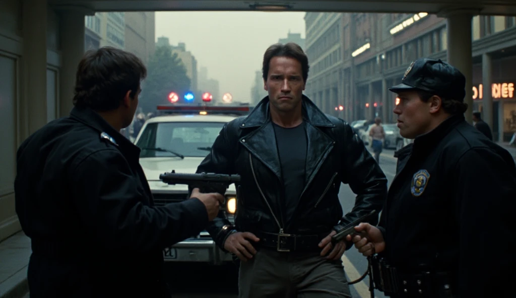 Арнольд  Schwarzenegger , impressive and serious, is standing next to the police, who stopped the car for a routine check. Everything looked routine, until the situation changed dramatically: one officer recoiled with an expression of horror on his face, T...