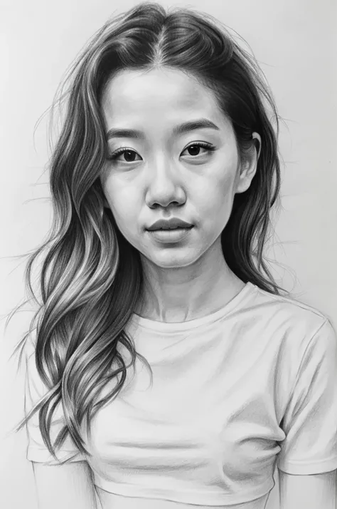 sketch art, line art drawing, line art, black line art, black line, black color, black lines, a line drawing, sketch drawing, 1girl, 20 year,  (upper body:1.3), white background , greyscale, black and whiteï¼paintingï¼monochrome,(sketch:1.4), clear lines...