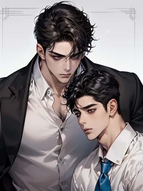  ultra detailed ,Haig Quality,OUTLINE,1masculino,macho maduro,Pretty face,(short black hair), handsome men,pearl skin , short sleeve white shirt ,droopy eyes, Japanese high school ,dynamic angle, Japanese anime ,corps inteiro, face forward 