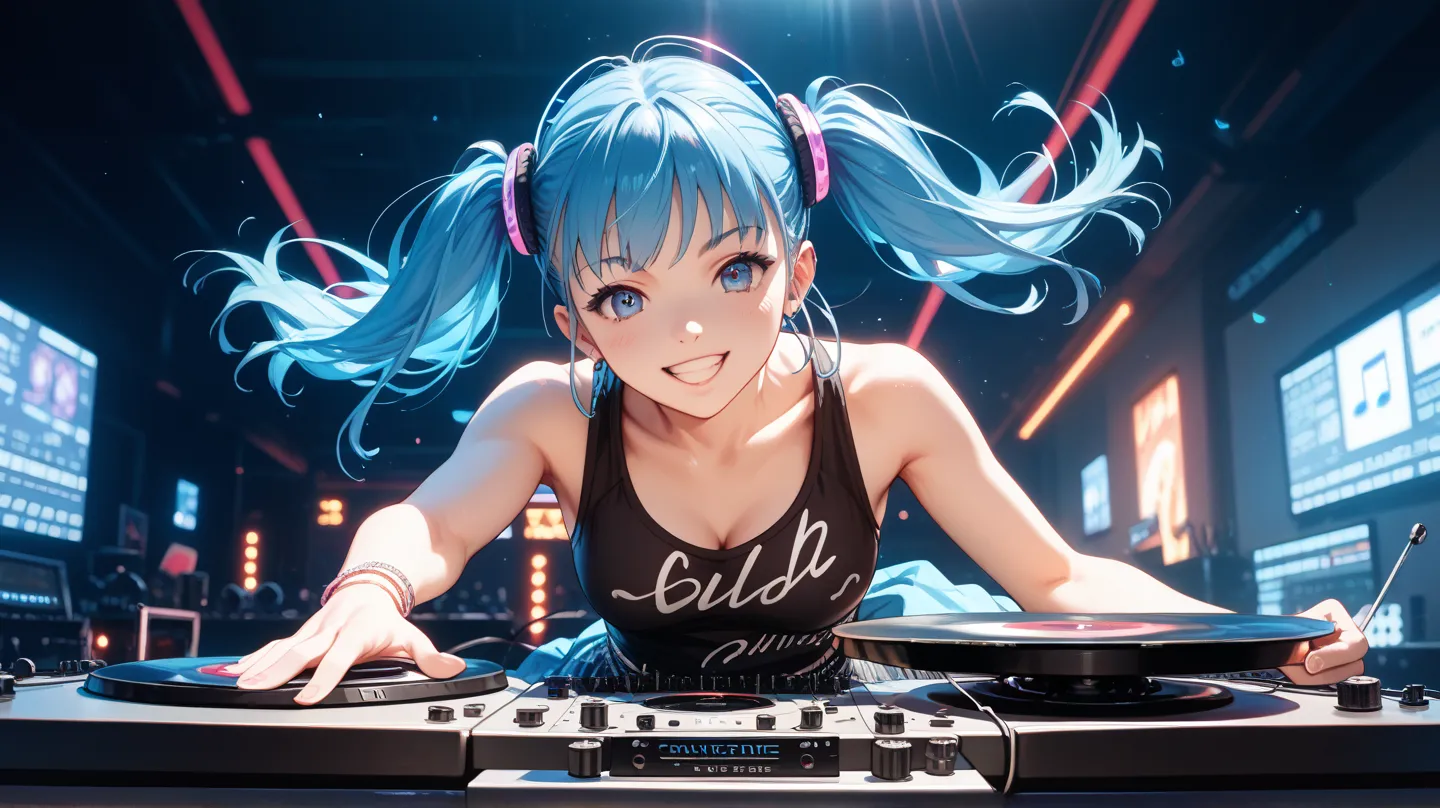  anime girl DJ turntable