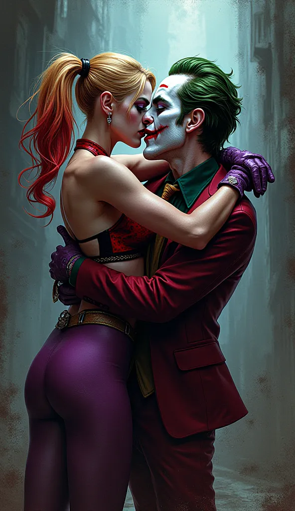 Harley Quinn et joker qui s'embrasse 
Nom en avant plan (malinda & aigle)